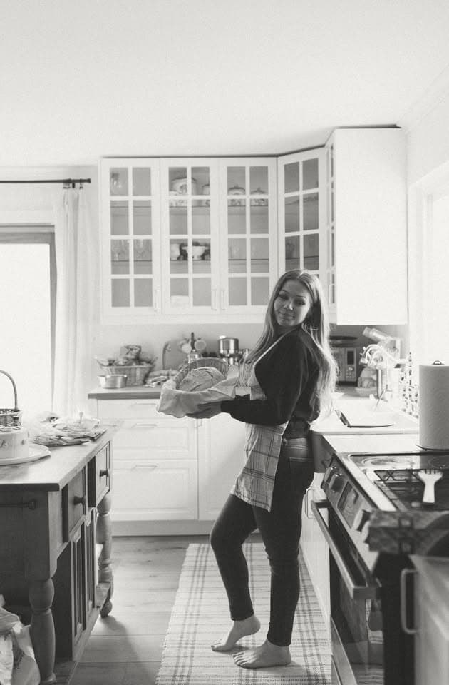 Cassie in her New Baltimore kitchen with a fresh homemade bake
